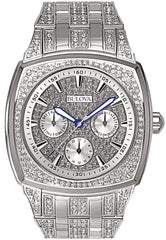 Bulova Crystal Collection Phantom Silver Dial Silver Steel Strap Watch for Men - 96C002 Watches Bulova   