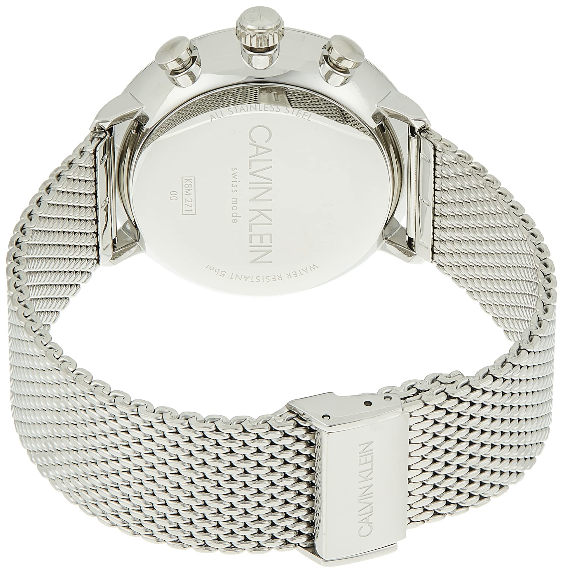 Calvin Klein High Noon Silver Dial Silver Mesh Bracelet Watch for Men - K8M27126 Watches Calvin Klein   