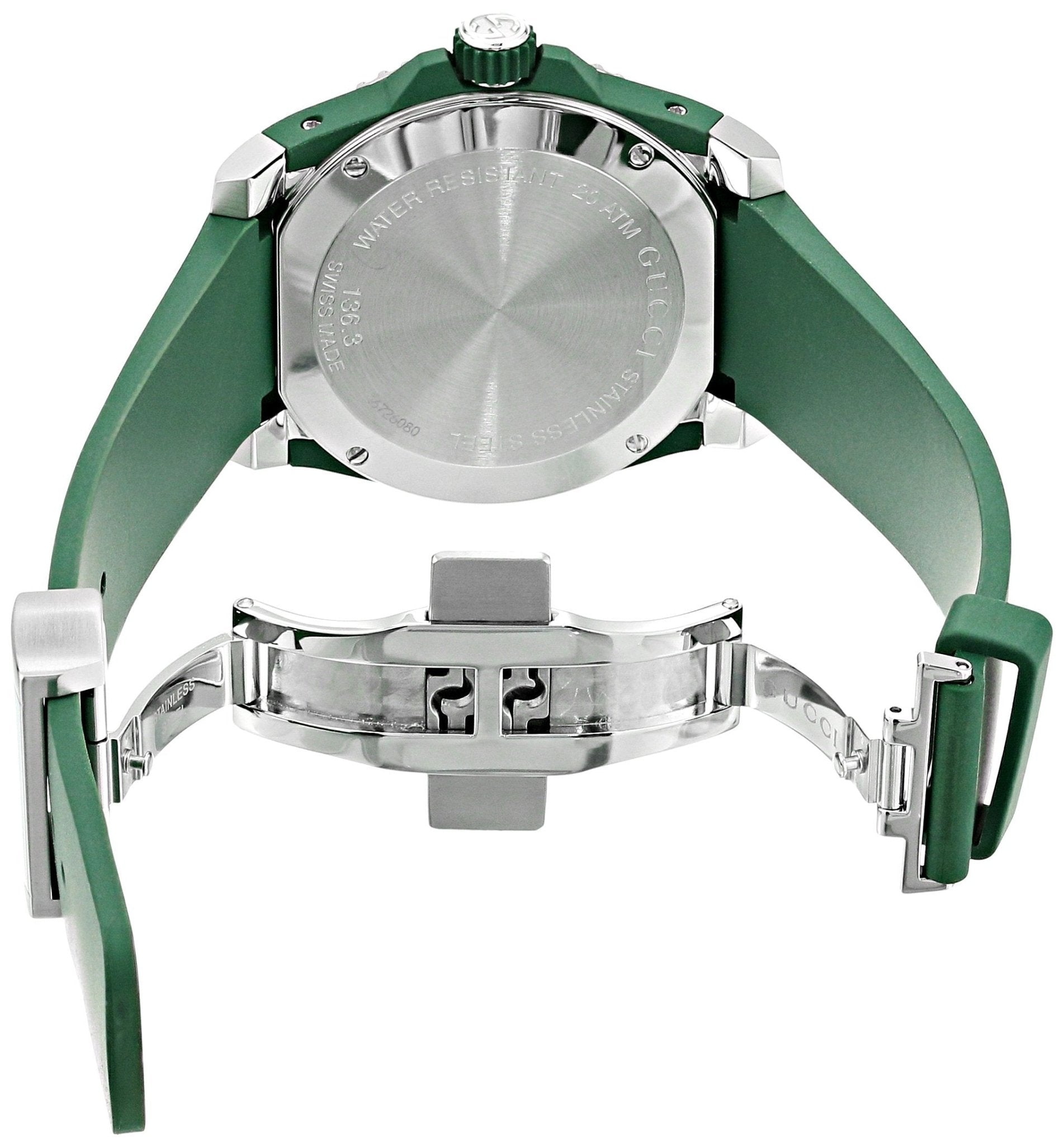 Gucci Dive Black Dial Green Rubber Strap Watch For Men - YA136310 Watches Gucci   