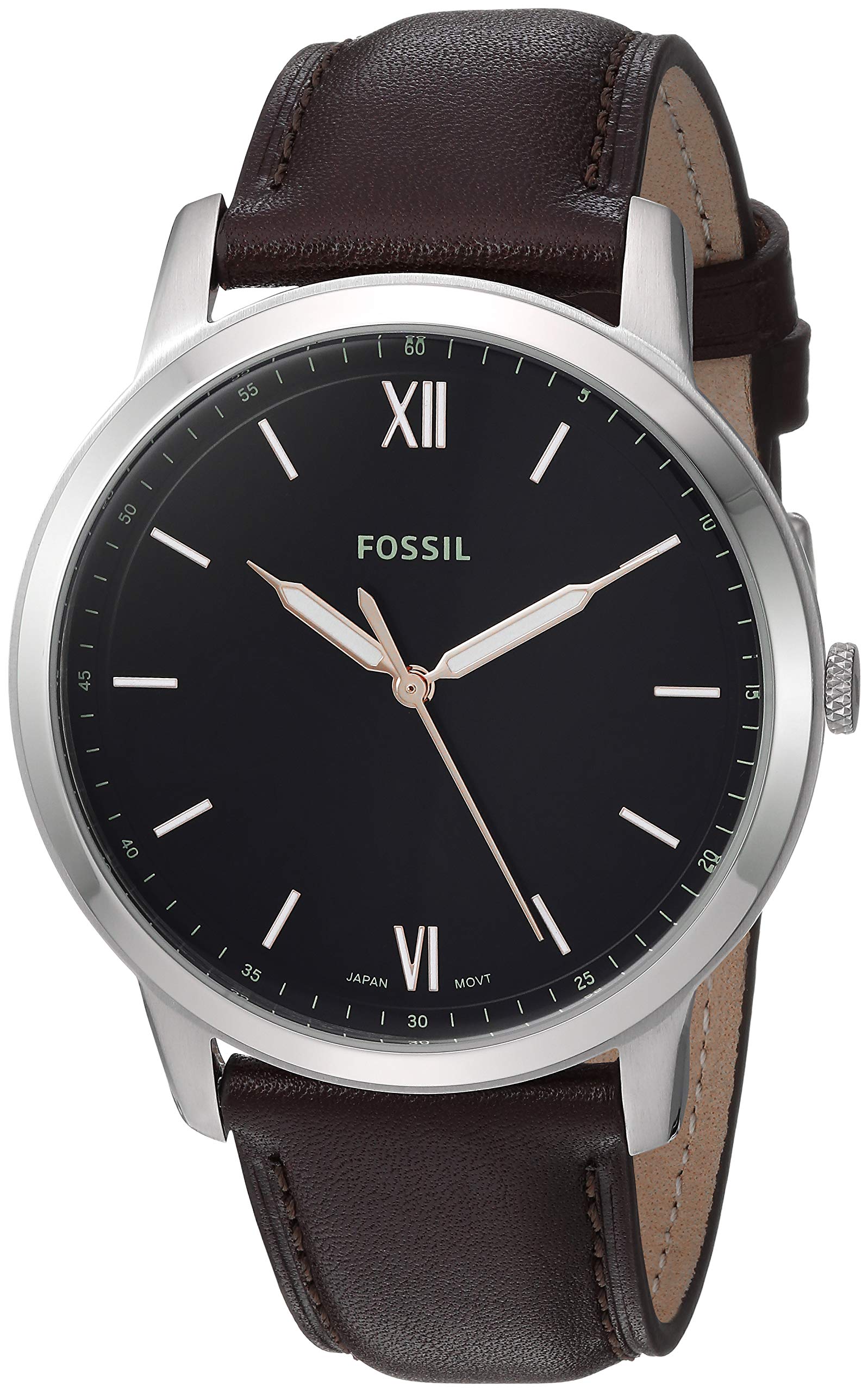 Fossil The Minimalist 3H Black Dial Brown Leather Strap Watch for Men - FS5464 Watches Fossil   