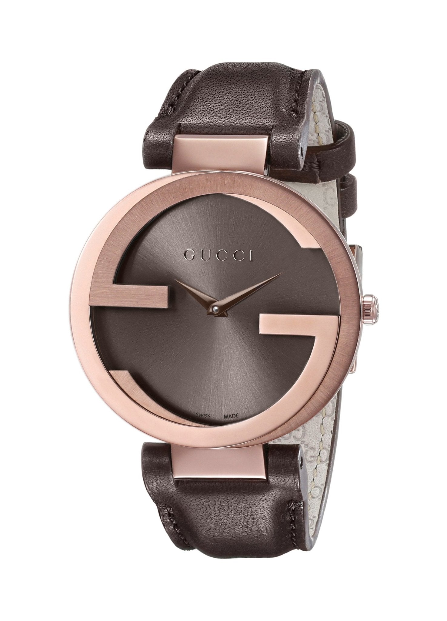 Gucci Interlocking Brown Dial Brown Leather Strap Watch For Women - YA133309 Watches Gucci   