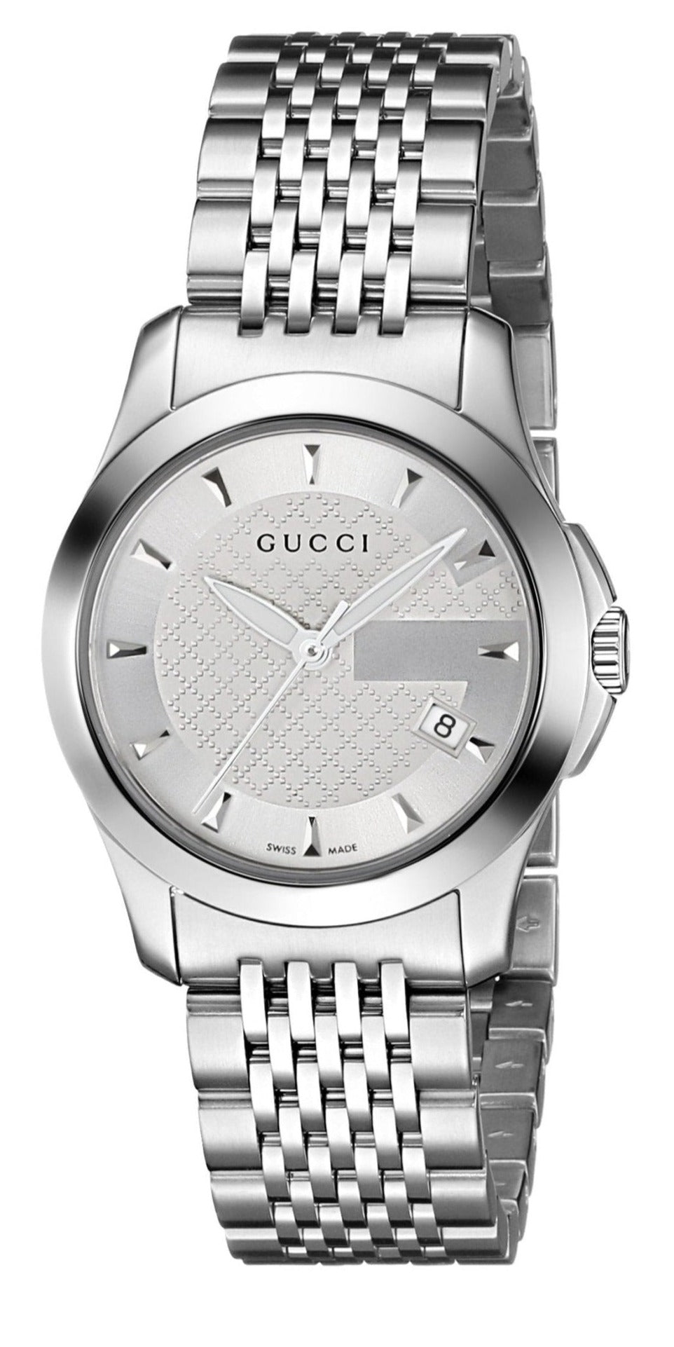 Gucci G Timeless Silver Dial Silver Steel Strap Watch For Women - YA126501 Watches Gucci   