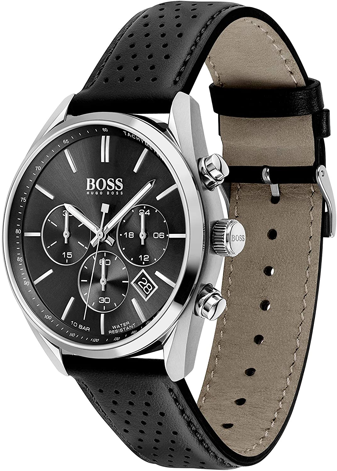 Hugo Boss Champion Black Dial Black Leather Strap Watch for Men - 1513816 Watches Hugo Boss   