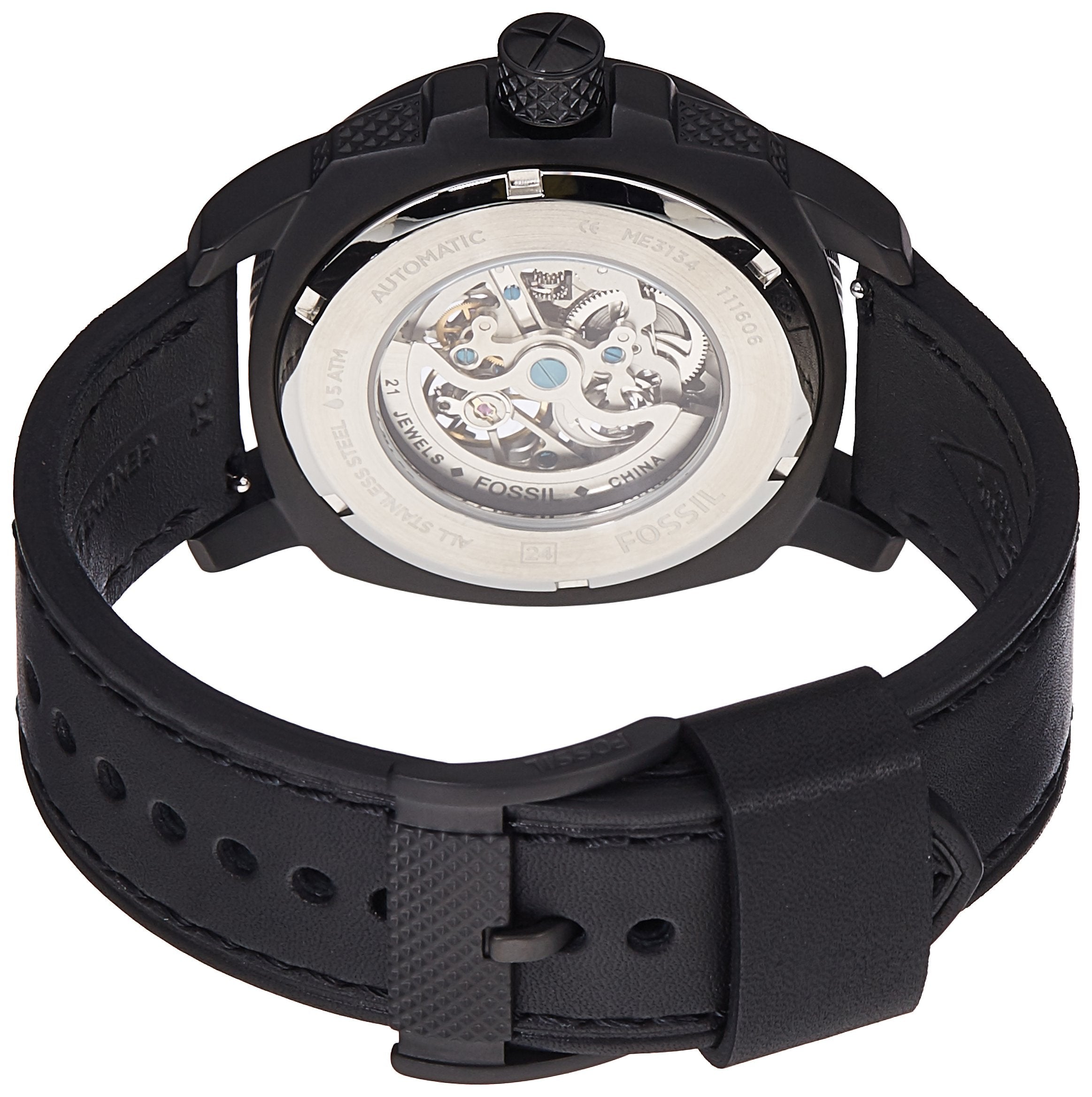 Fossil Modern Machine Automatic Skeleton Grey Dial Black Steel Strap Watch for Men - ME3134 Watches Fossil   