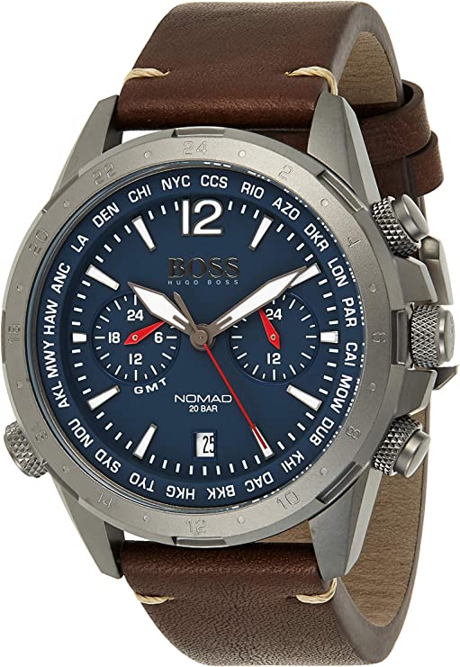 Hugo Boss Nomad Blue Dial Brown Leather Strap Watch for Men - 1513773 Watches Hugo Boss   