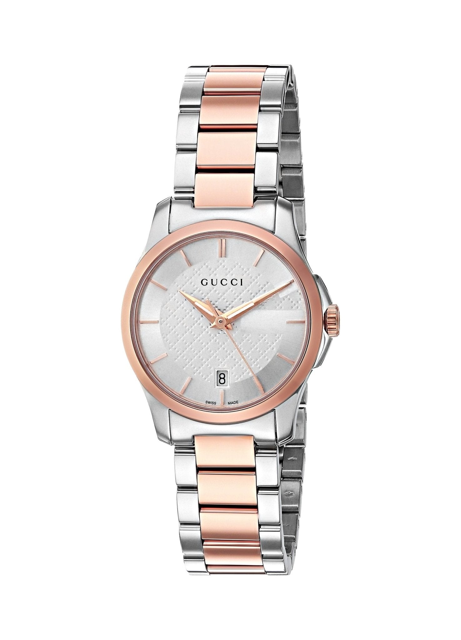 Gucci G Timeless Silver Dial Two Tone Steel Strap Watch For Women - YA126564 Watches Gucci   