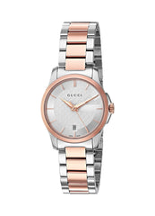 Gucci G Timeless Silver Dial Two Tone Steel Strap Watch For Women - YA126564 Watches Gucci   