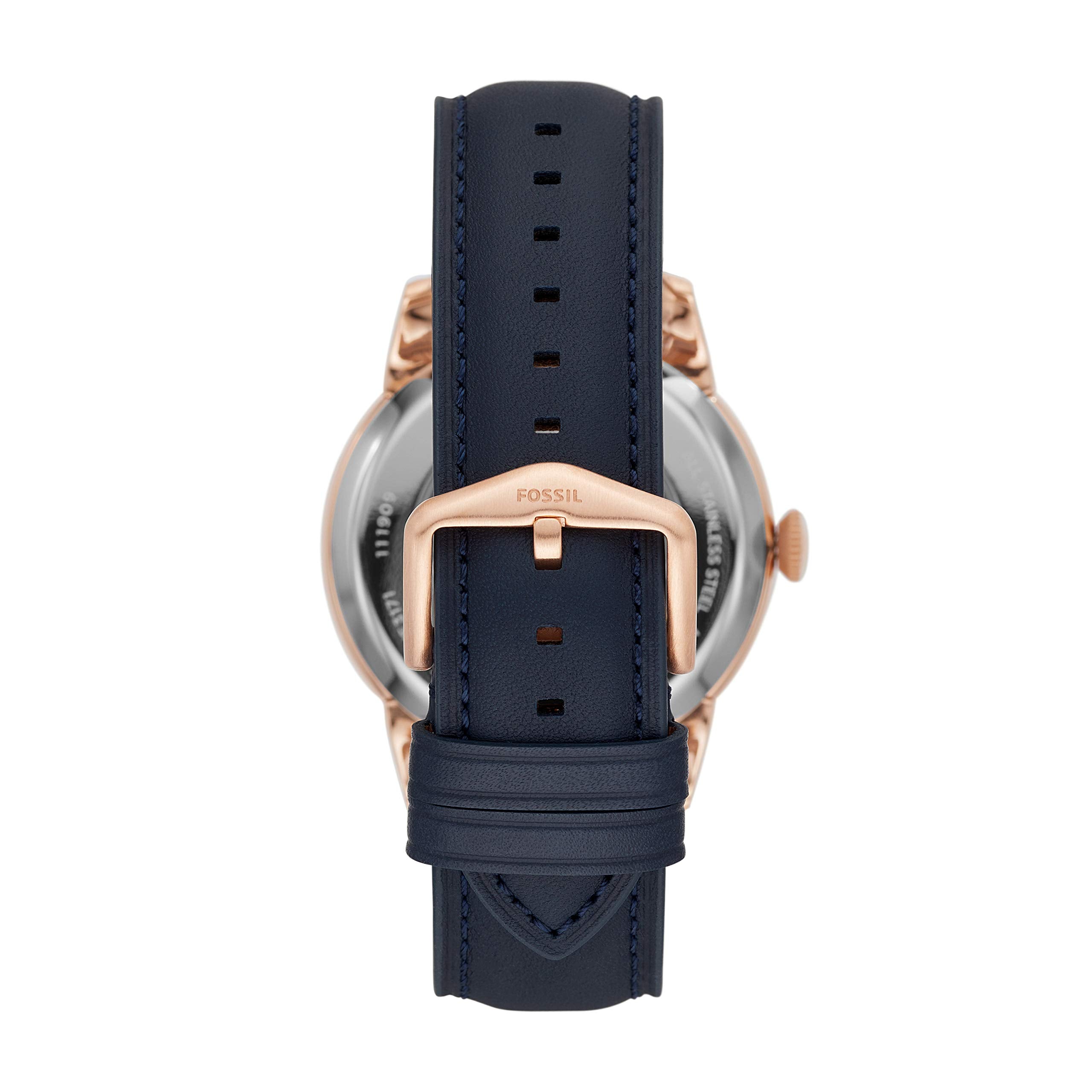 Fossil Townsman Automatic White Dial Navy Blue Leather Strap Watch for Men - ME3171 Watches Fossil   