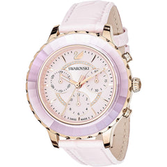 Swarovski Octea Lux Chrono Pink Dial Pink Leather Strap Watch for Women - 5452501 Watches Swarovski   