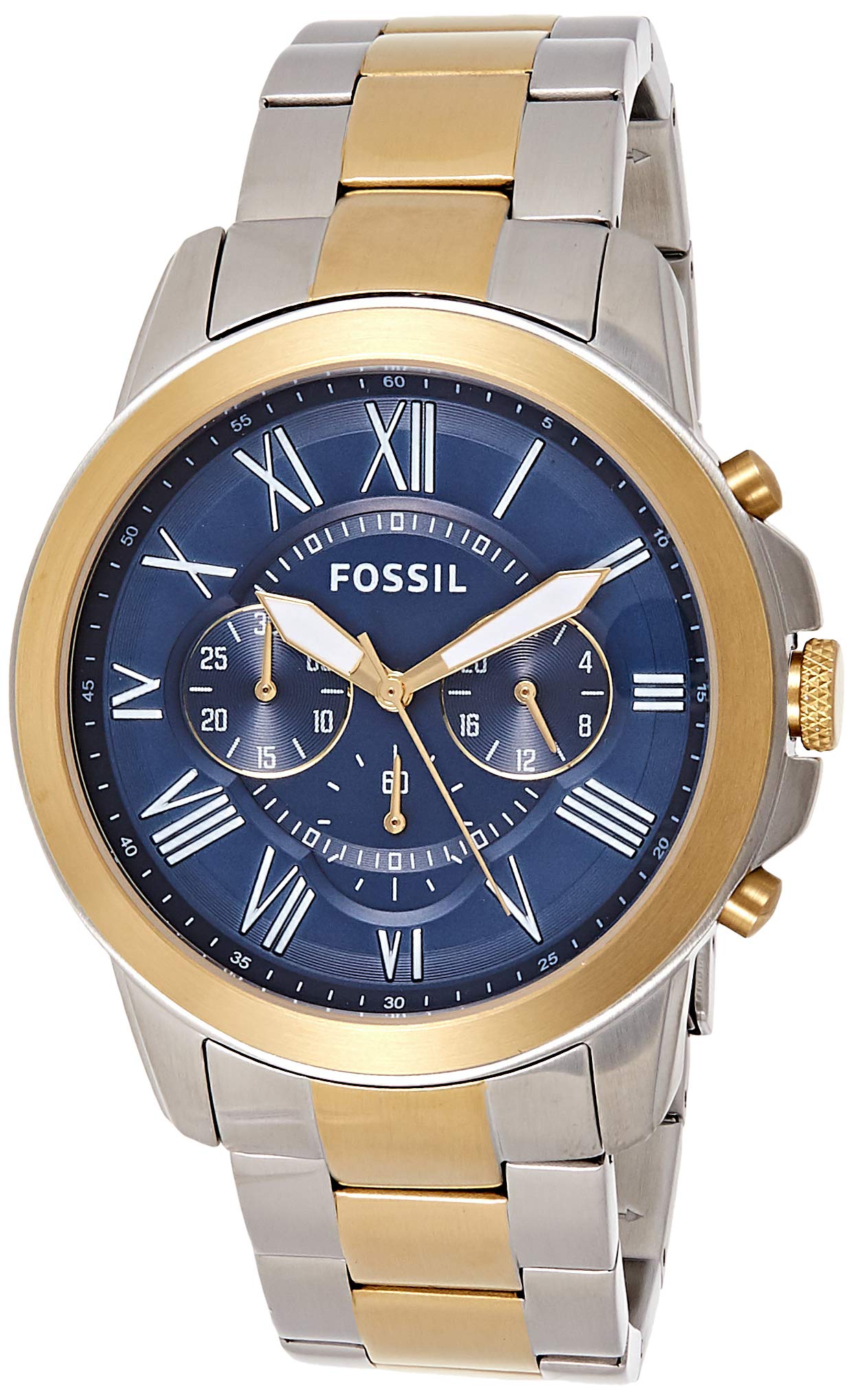 Fossil Grant Chronograph Blue Dial Two Tone Steel Strap Watch for Men - FS5024 Watches Fossil   