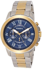 Fossil Grant Chronograph Blue Dial Two Tone Steel Strap Watch for Men - FS5024 Watches Fossil   