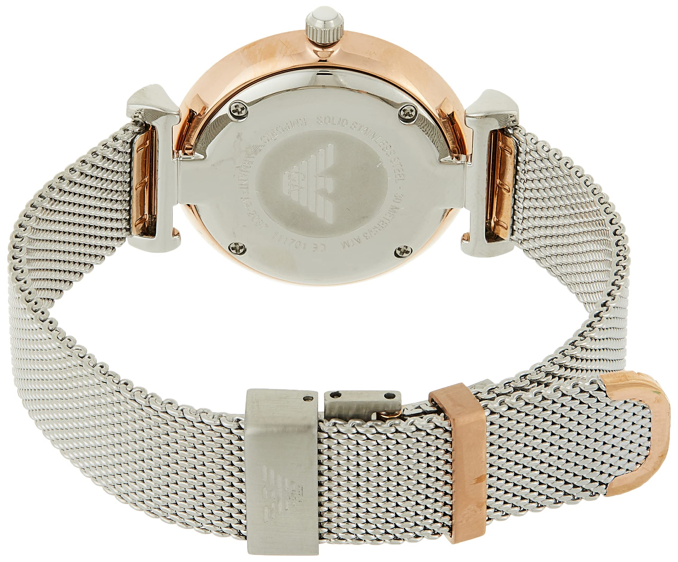 Emporio Armani Retro Mother of Pearl Dial Silver Mesh Bracelet Watch For Women - AR2067 Watches Emporio Armani   