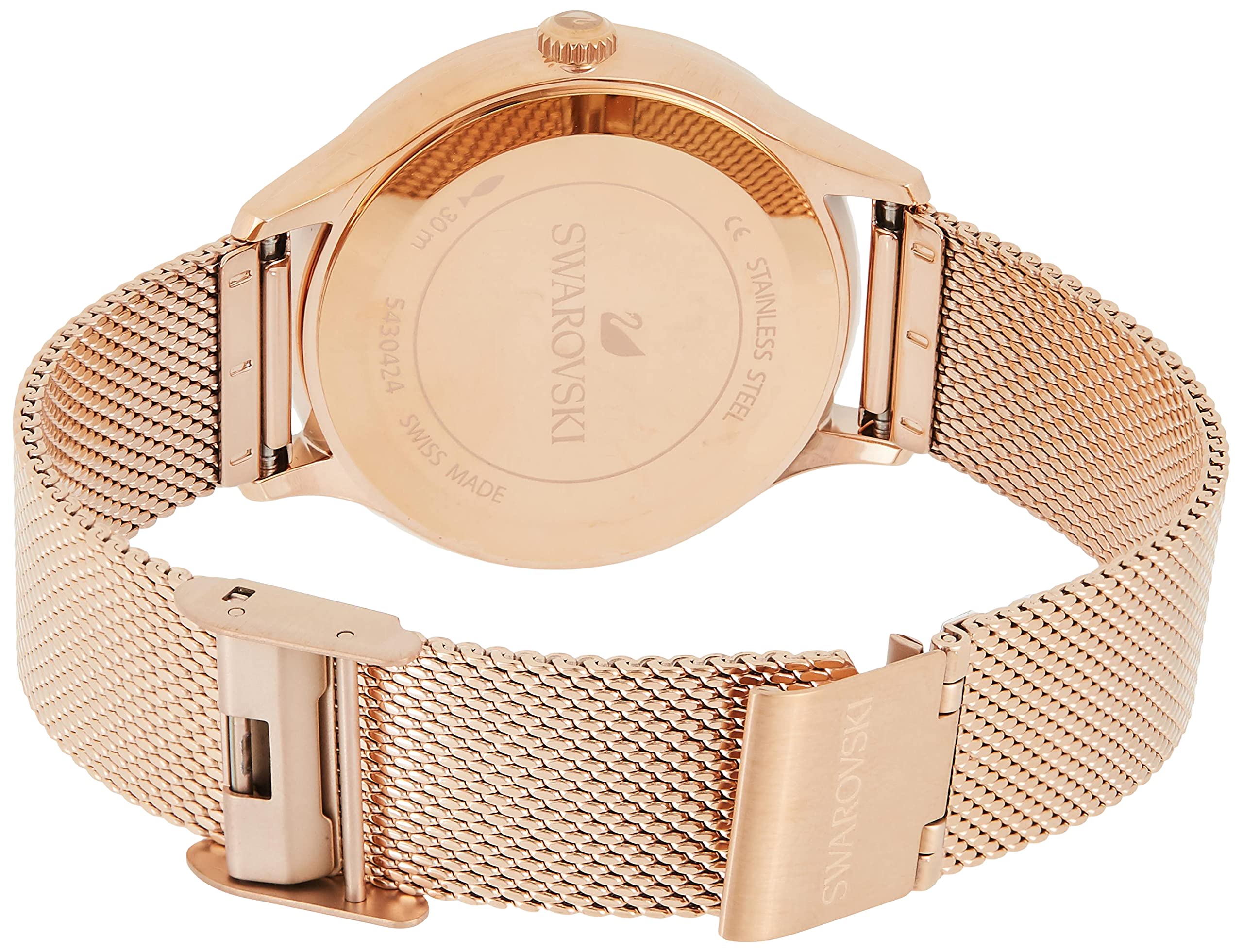 Swarovski Octea Nova Black Dial Rose Gold Mesh Bracelet Watch for Women - 5430424 Watches Swarovski   