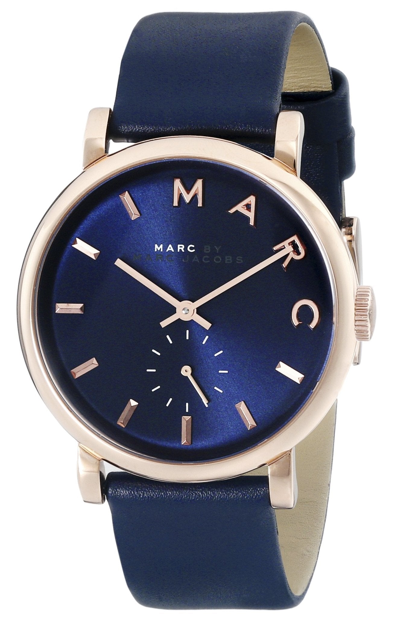 Marc Jacobs Baker Navy Blue Dial Navy Blue Leather Strap Watch for Women - MBM1329 Watches Marc Jacobs   