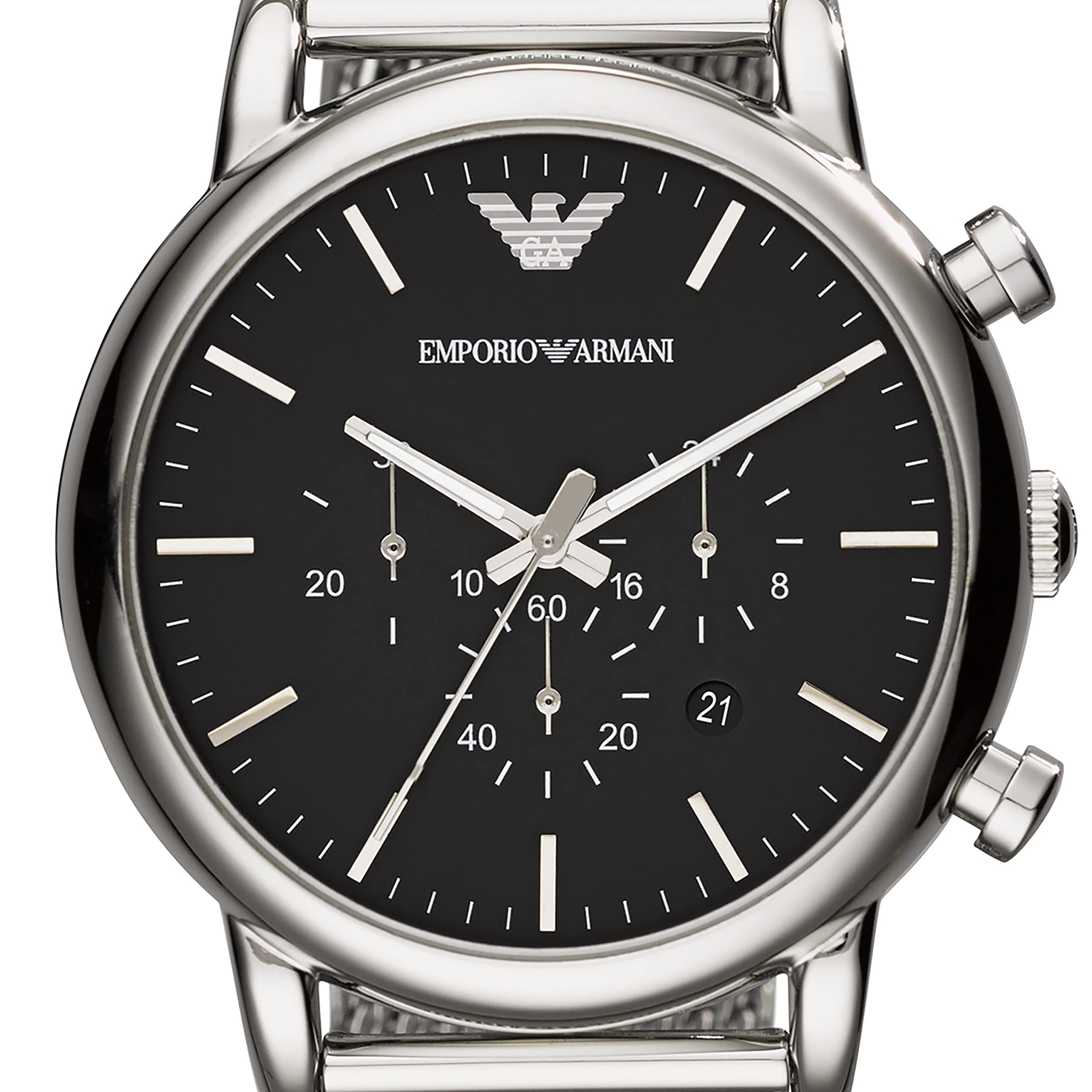 Emporio Armani Classic Chronograph Black Dial Silver Mesh Bracelet Watch For Men - AR1808 Watches Emporio Armani   