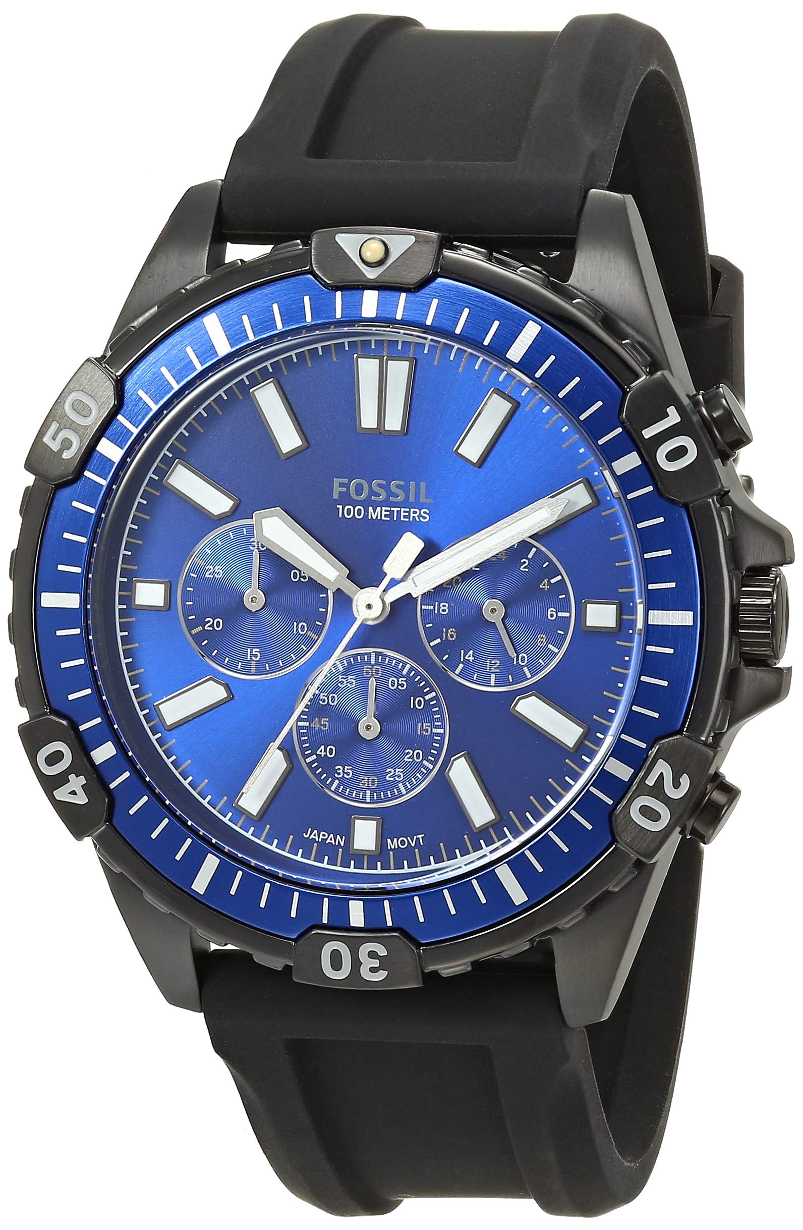 Fossil Garrett Chronograph Blue Dial Black Rubber Strap Watch for Men - FS5695 Watches Fossil   