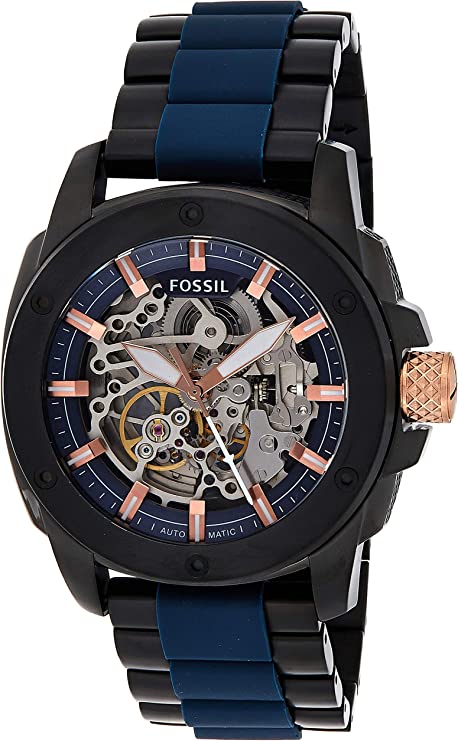 Fossil Modern Machine Automatic Skeleton Blue Dial Two Tone Steel Strap Watch for Men - ME3133 Watches Fossil   