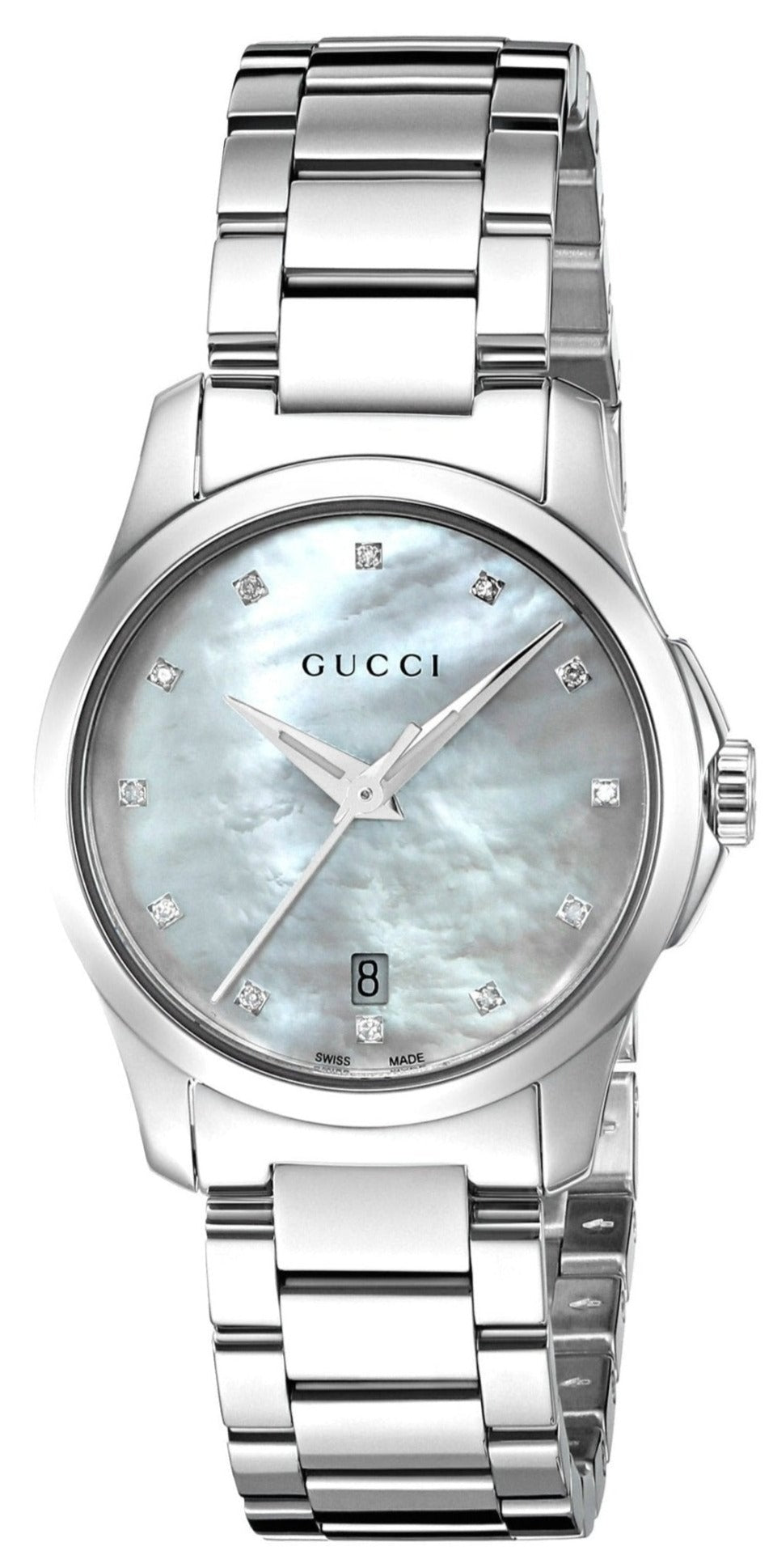 Gucci G Timeless Mother of Pearl Dial Silver Steel Strap Watch For Women - YA126542 Watches Gucci   