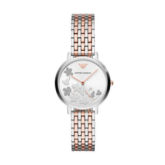 Emporio Armani Silver Sunray Dial Two-Tone Stainless Steel Strap Watch For Women - AR11113 Watches Emporio Armani   