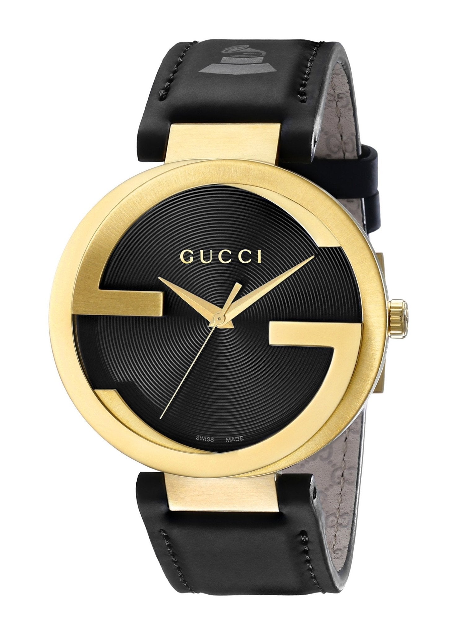 Gucci Interlocking Special Edition Grammy Black Dial Black Leather Strap Watch For Men - YA133208 Watches Gucci   