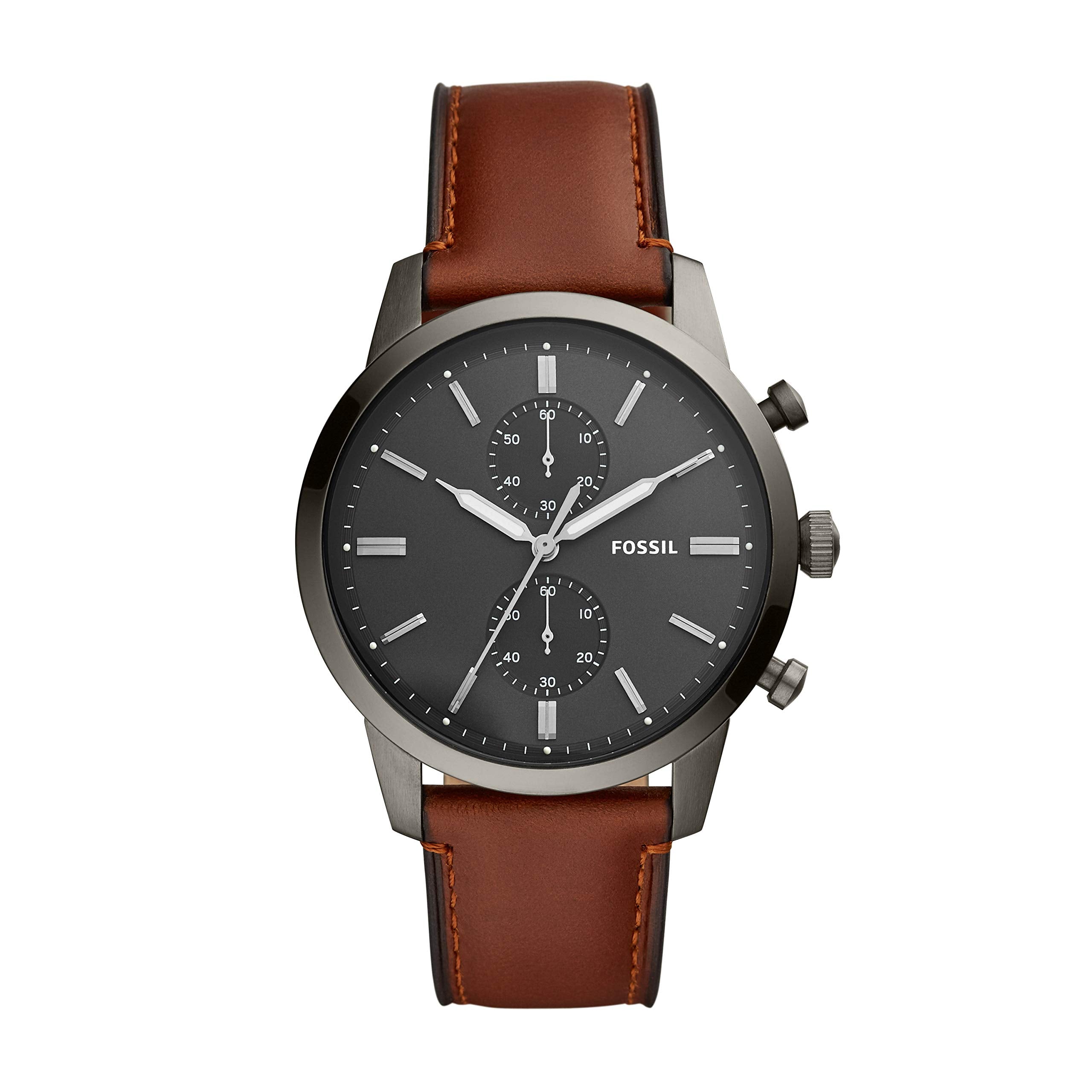 Fossil Townsman Chronograph Gray Dial Brown Leather Strap Watch for Men - FS5522 Watches Fossil   