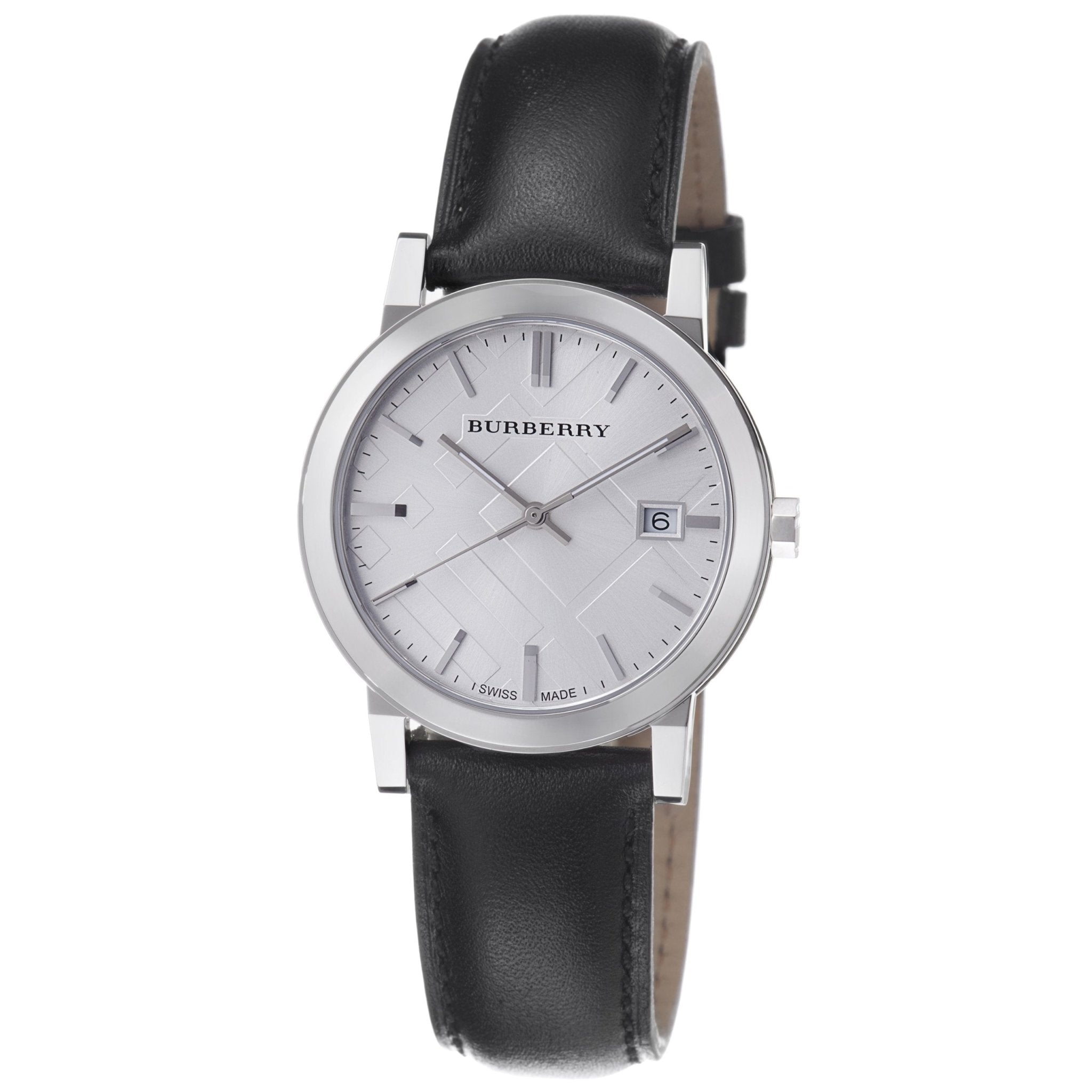 Burberry The City White Dial Black Leather Strap Watch for Men - BU9008 Watches Burberry   