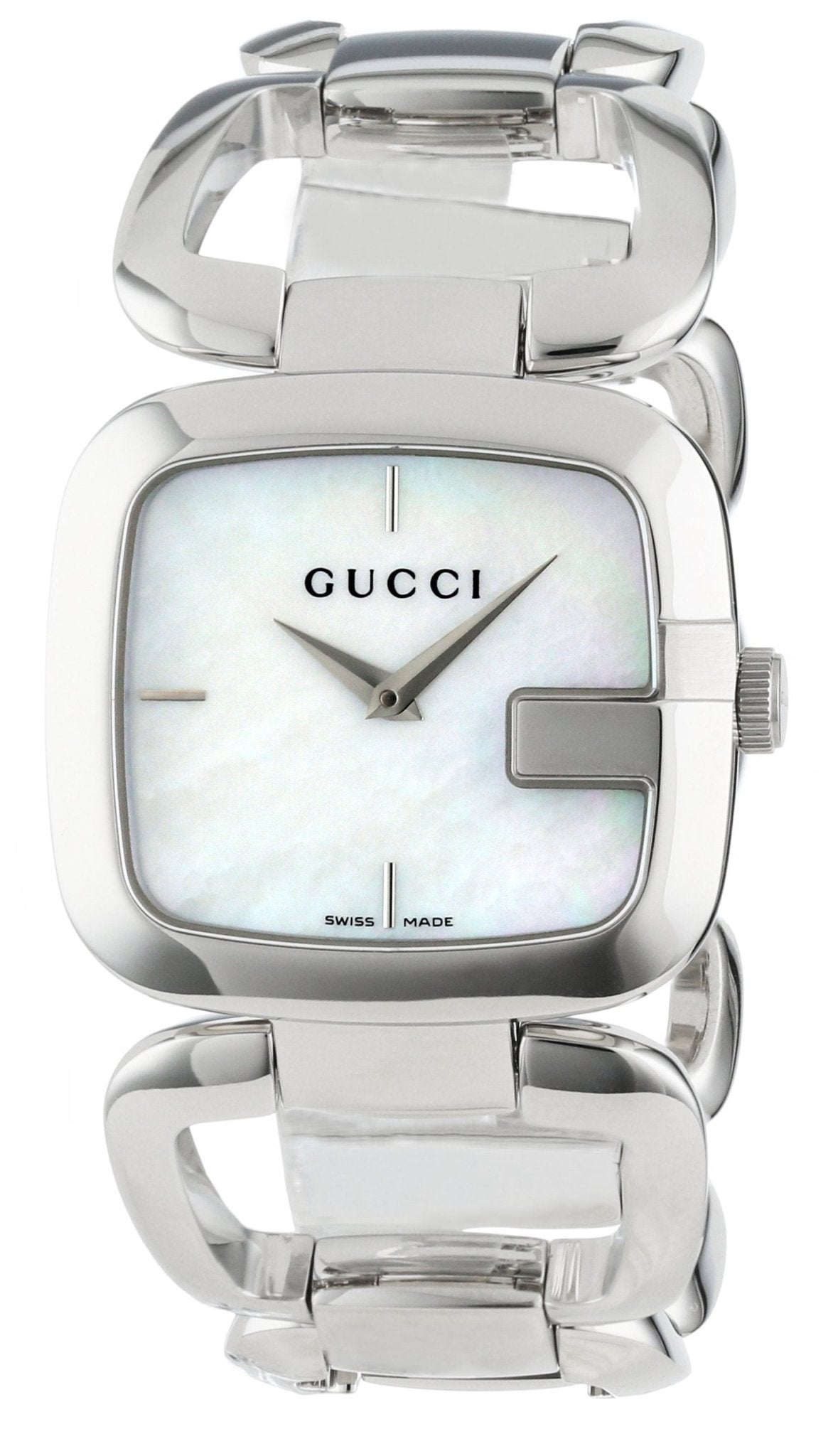 Gucci G-Class Mother of Pearl Dial Silver Steel Strap Watch For Women - YA125404 Watches Gucci   