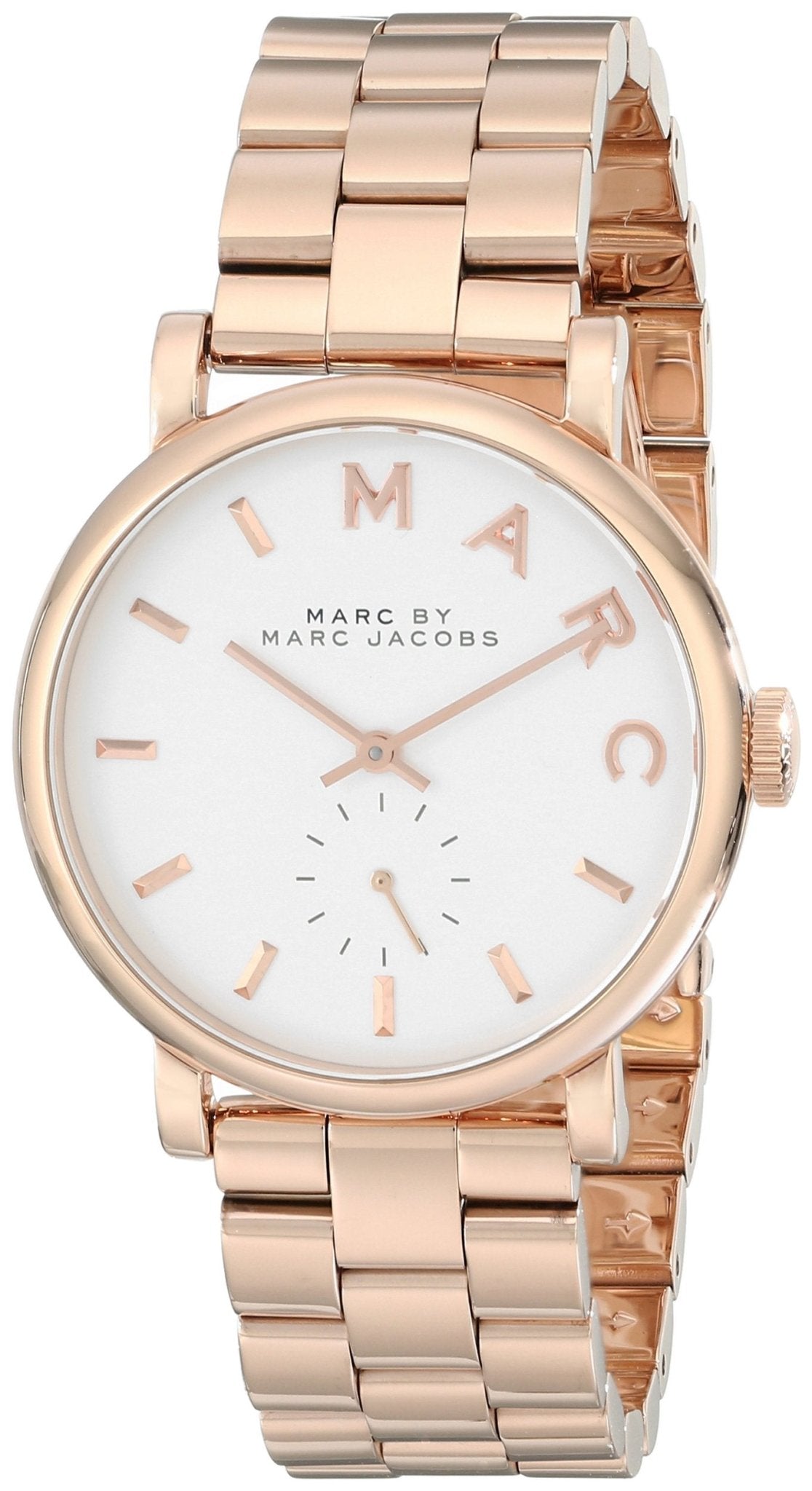 Marc Jacobs Baker White Dial Rose Gold Stainless Steel Strap Watch for Women - MBM3244 Watches Marc Jacobs   