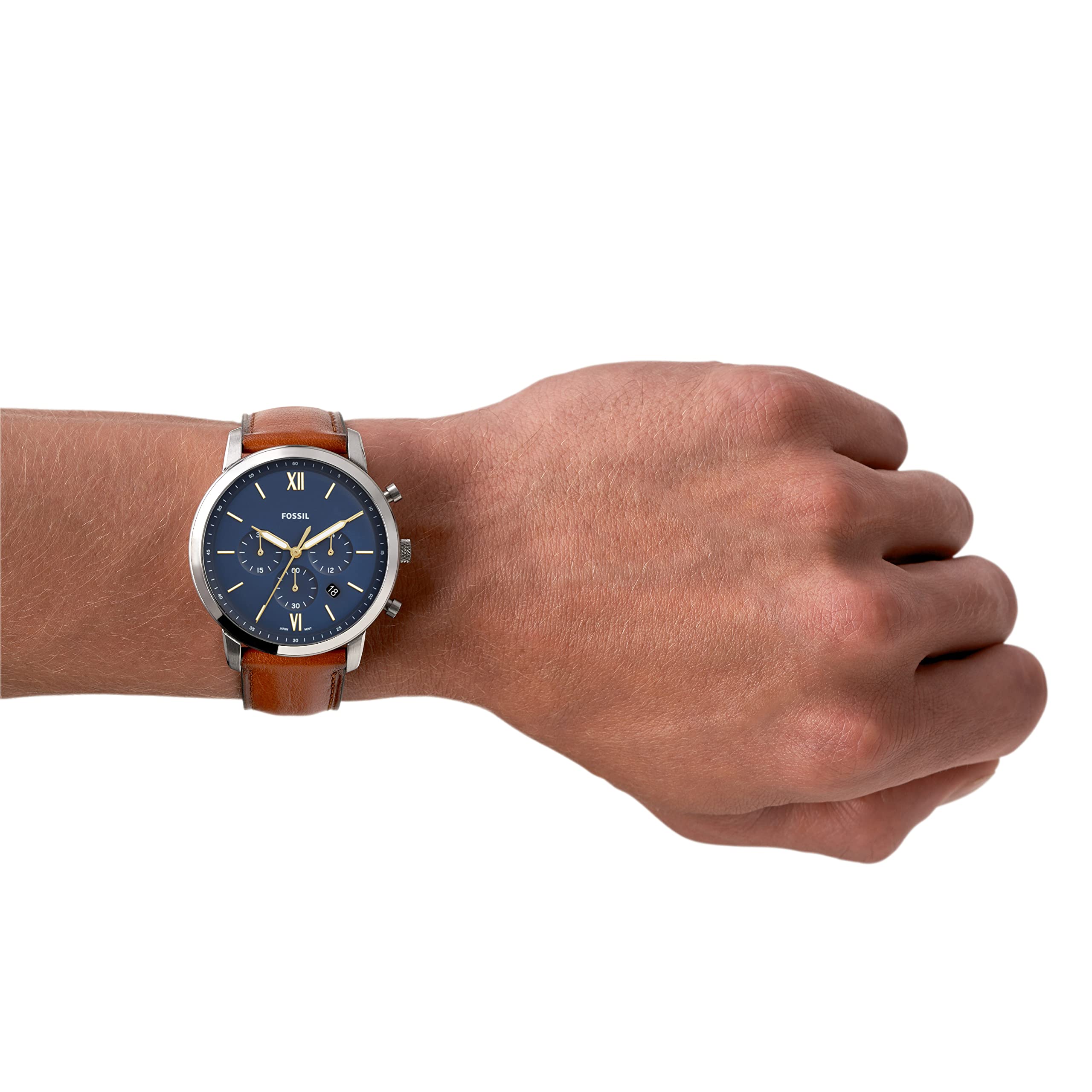 Fossil Neutra Chronograph Blue Dial Brown Leather Strap Watch for Men - FS5453 Watches Fossil   