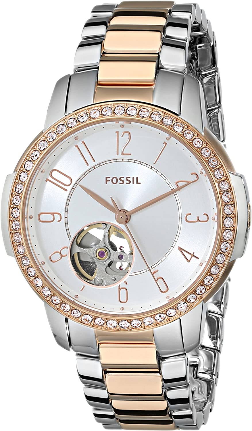 Fossil Architect Automatic Silver Dial Two Tone Steel Strap Watch for Women - ME3058 Watches Fossil   
