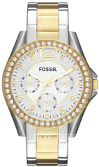 Fossil Riley White Dial Two Tone Steel Strap Watch for Women - ES3204 Watches Fossil   