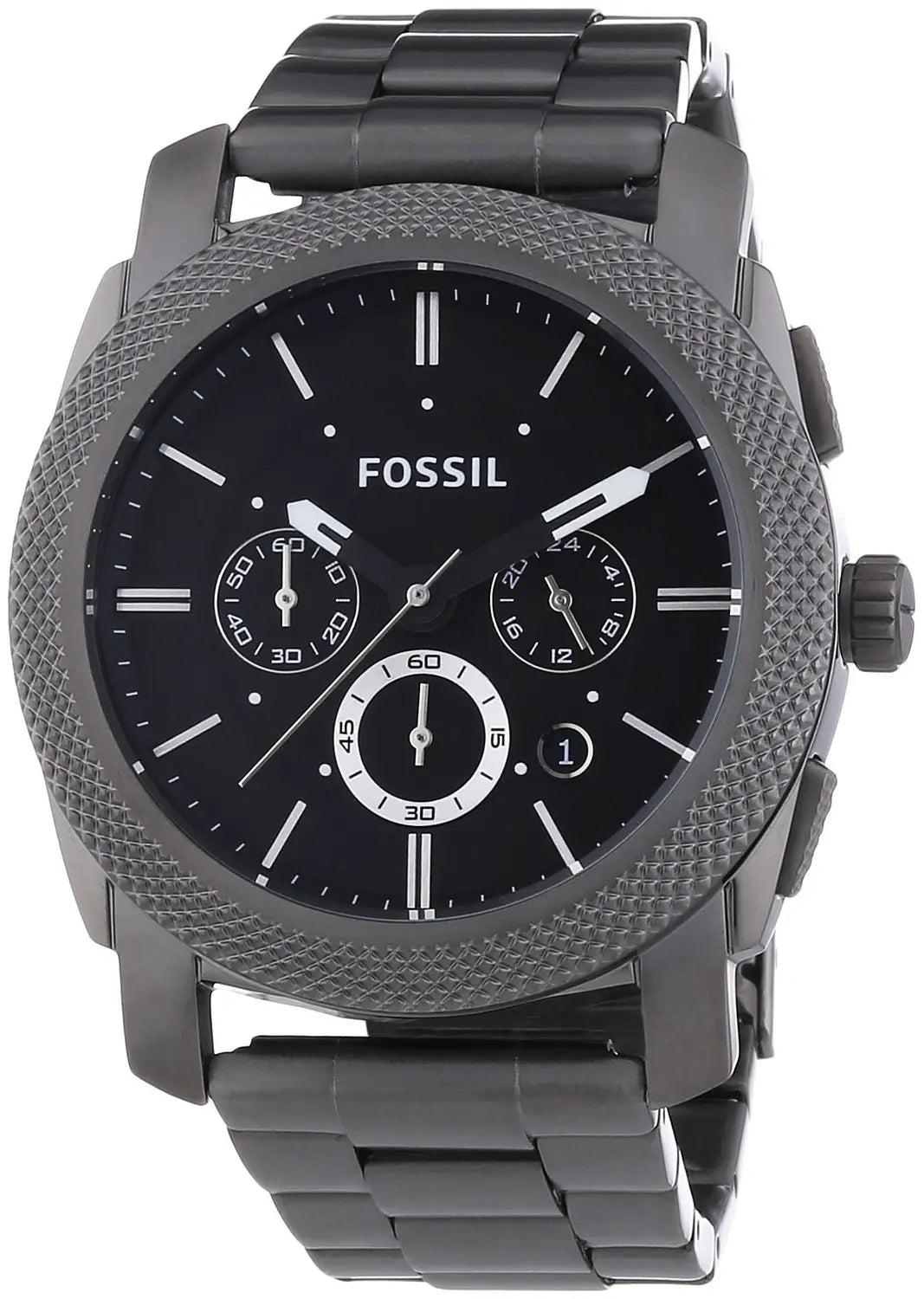 Fossil Machine Chronograph Black Dial Black Steel Strap Watch for Men - FS4662 Watches Fossil   