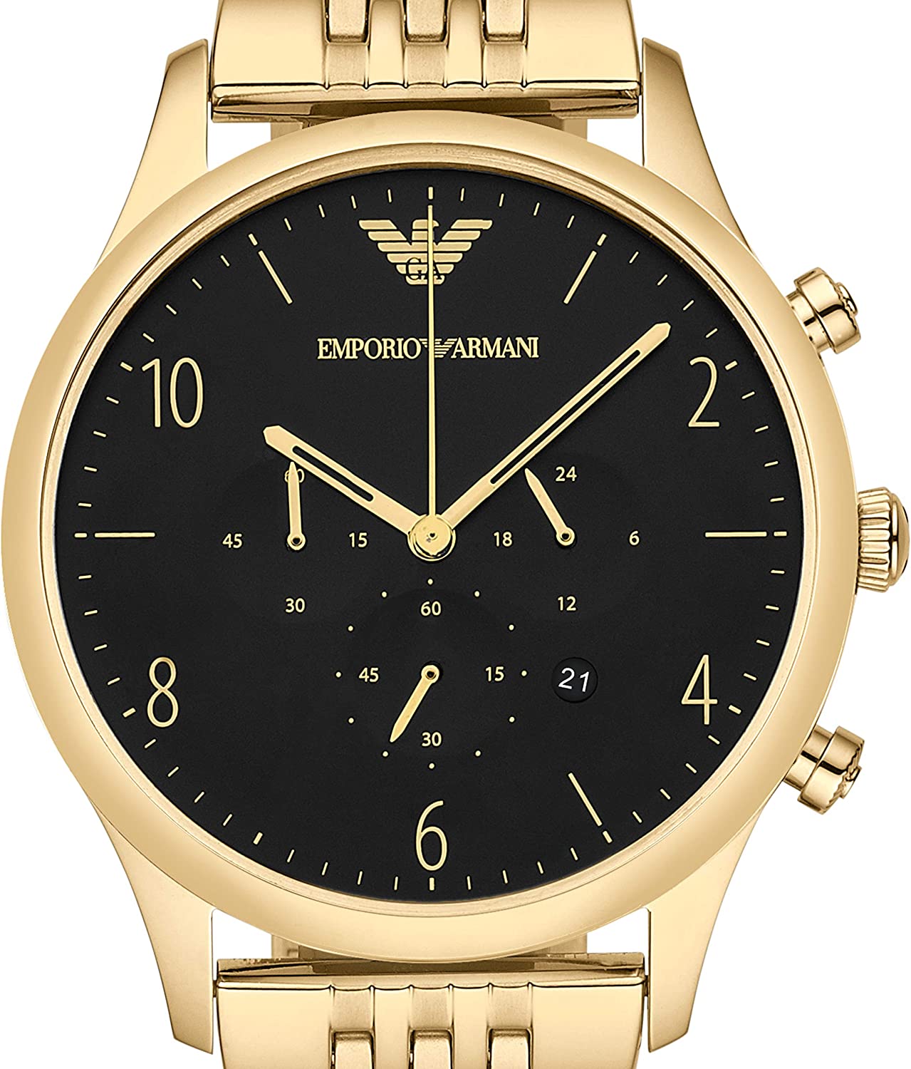 Emporio Armani Classic Chronograph Black Dial Gold Stainless Steel Watch For Men - AR1893 Watches Emporio Armani   