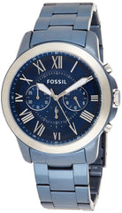 Fossil Grant Chronograph Blue Dial Blue Steel Strap Watch for Men - FS5230 Watches Fossil   