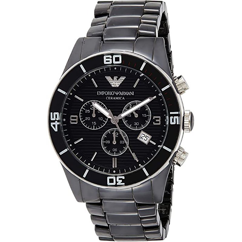 Emporio Armani Black Ceramic Chronograph Black Dial Watch For Men - AR1421 Watches Emporio Armani   