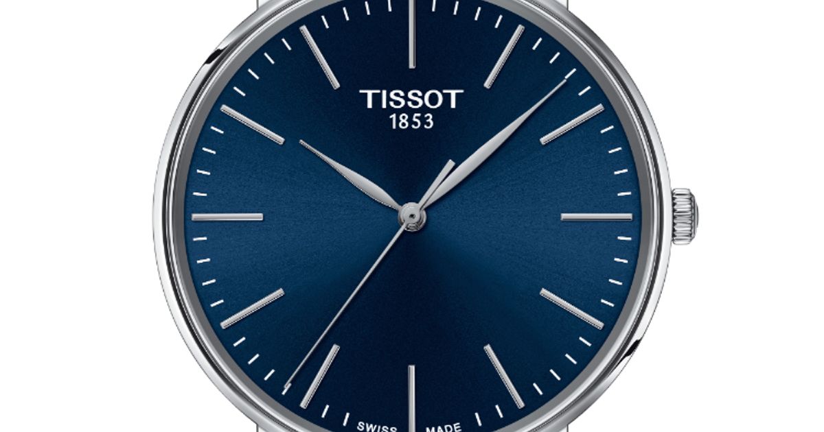 Tissot Everytime Gent Blue Dial Black Leather Strap Watch for Men - T143.410.16.041.00 Watches Tissot   