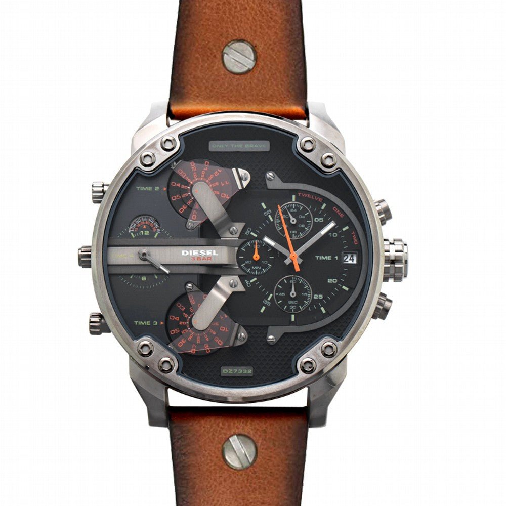 Diesel Mr Daddy 2.0 Black Dial Brown Leather Strap Watch For Men - DZ7332 Watches Diesel   