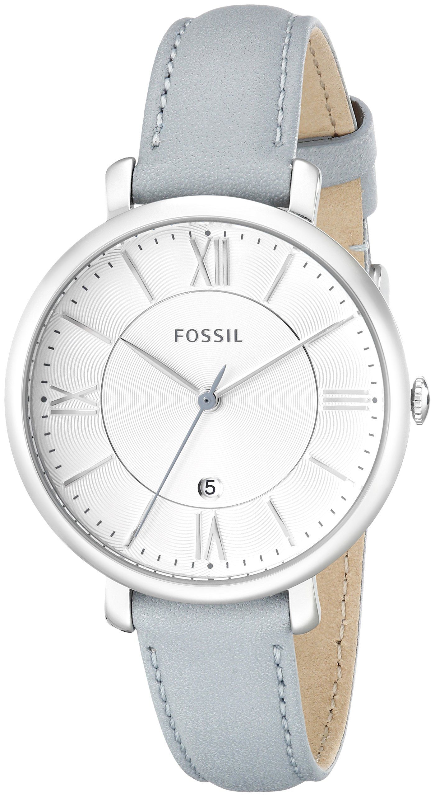 Fossil Jacqueline White Dial Light Blue Leather Strap Watch for Women - ES3821 Watches Fossil   