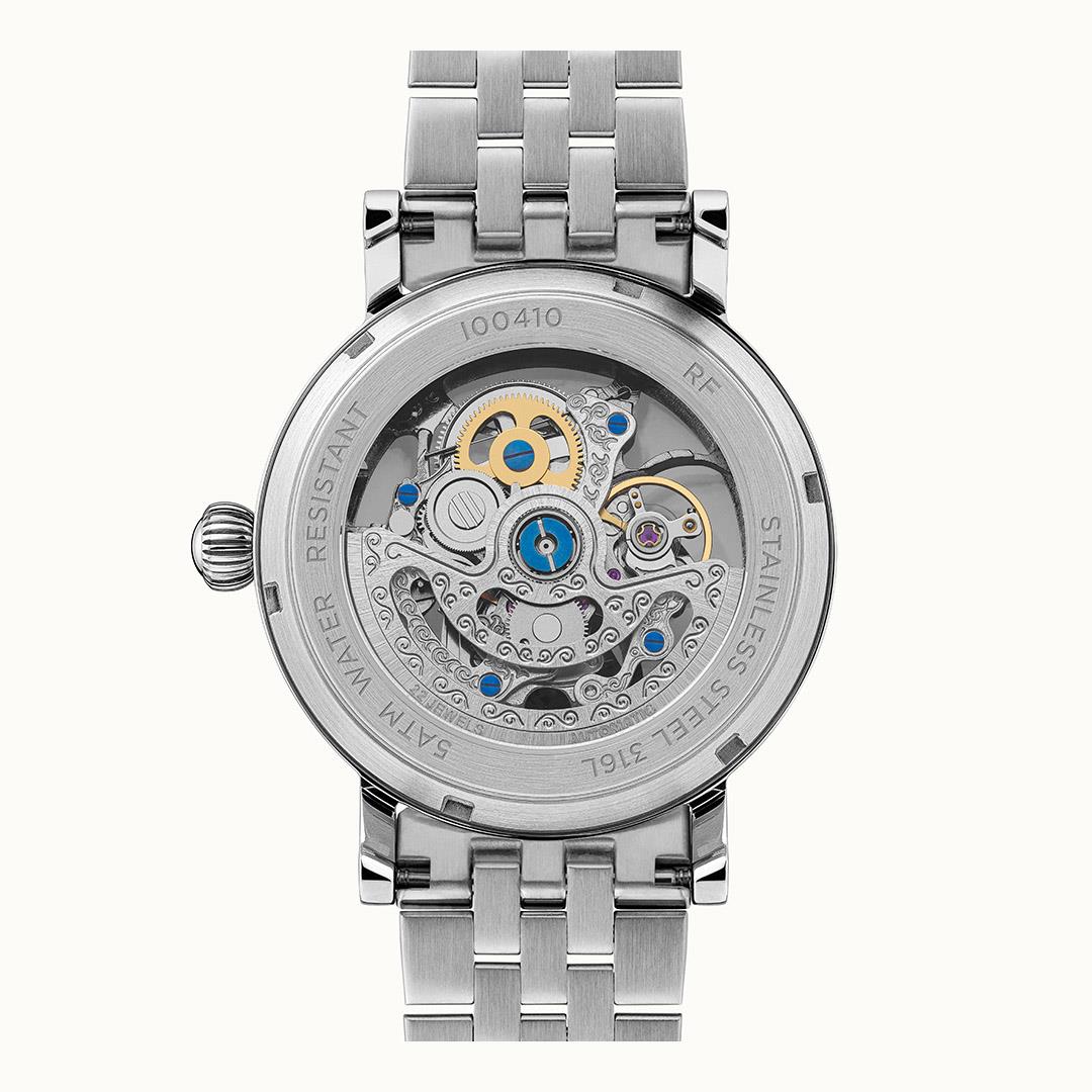 Fossil Boyfriend Automatic Skeleton Silver Dial Silver Steel Strap Watch for Women - ME3067 Watches Fossil   