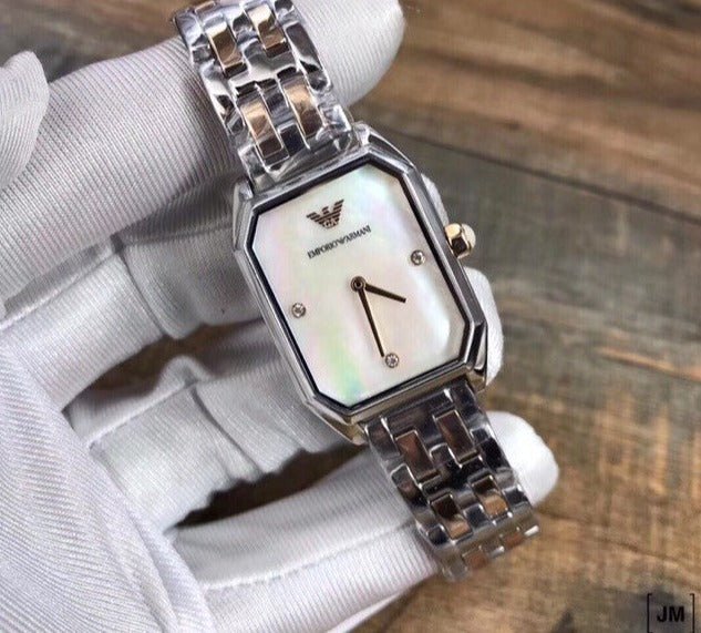 Emporio Armani Gianni T Bar Mother of Pearl Dial Two Tone Stainless Steel Strap Watch For Women - AR11146 Watches Emporio Armani   