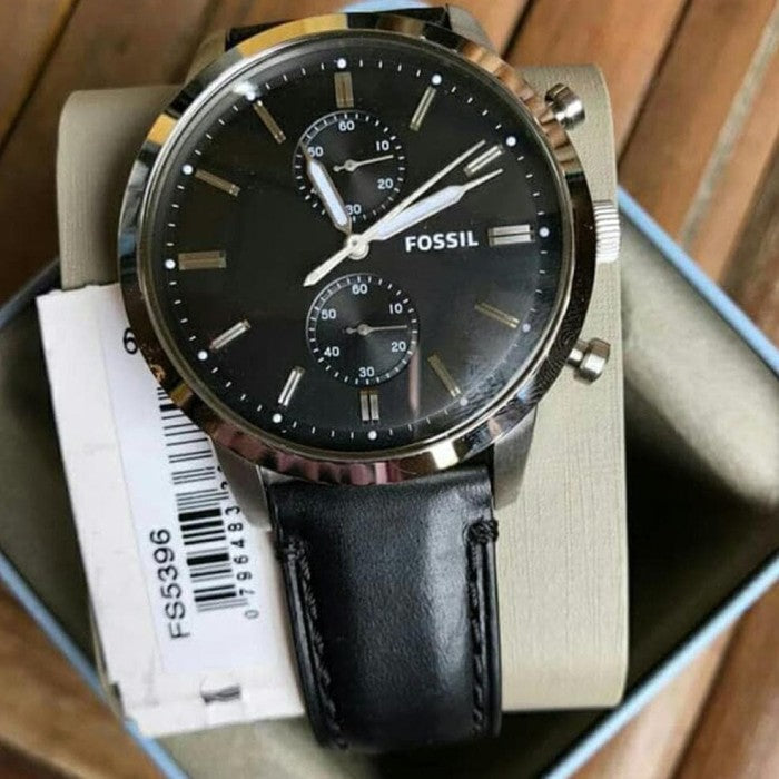 Fossil Townsman Multifunction Black Dial Black Leather Strap Watch for Men - FS5396 Watches Fossil   