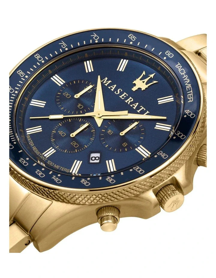 Maserati SFIDA Analog Blue Dial Gold Stainless Steel Watch For Men - R8873640008 Watches Maserati   