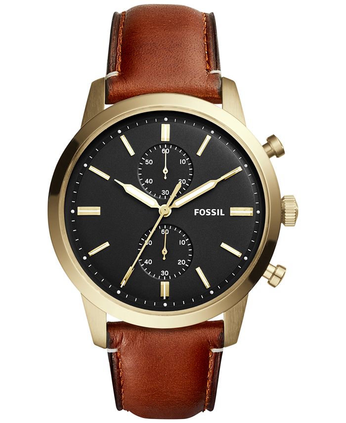 Fossil Townsman Chronograph Black Dial Brown Leather Strap Watch for Men - FS5338 Watches Fossil   