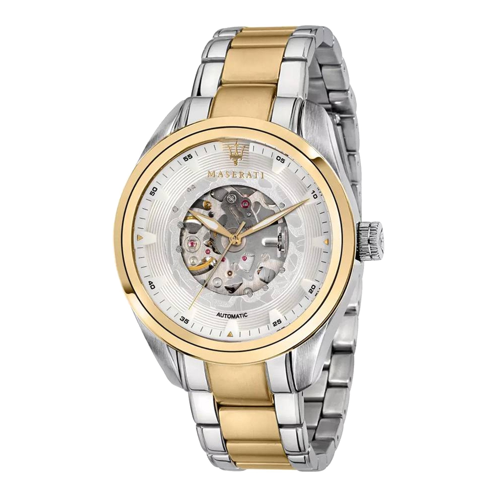 Maserati Traguardo Automatic White Skeleton Dial Stainless Steel Watch For Men - R8823112003 Watches Maserati   