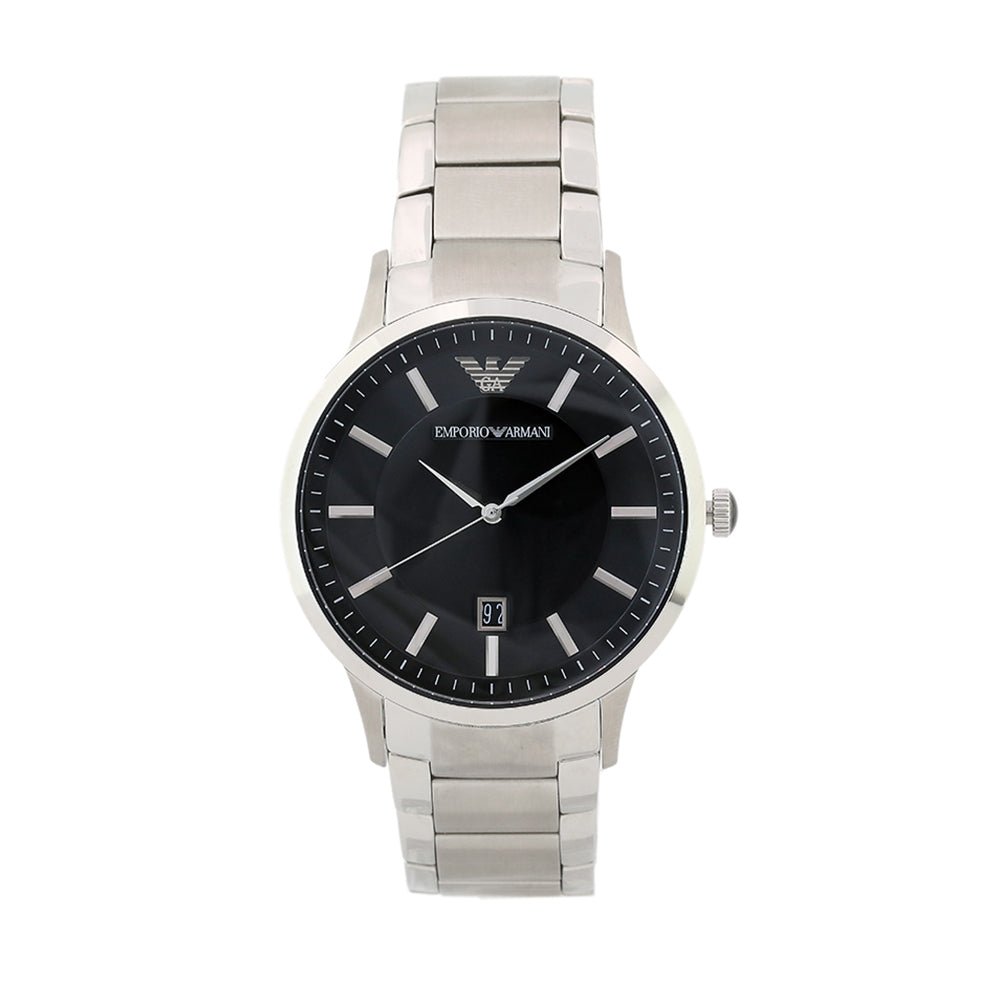 Emporio Armani Sportivo Black Dial Silver Stainless Steel Watch For Men - AR2457 Watches Emporio Armani   