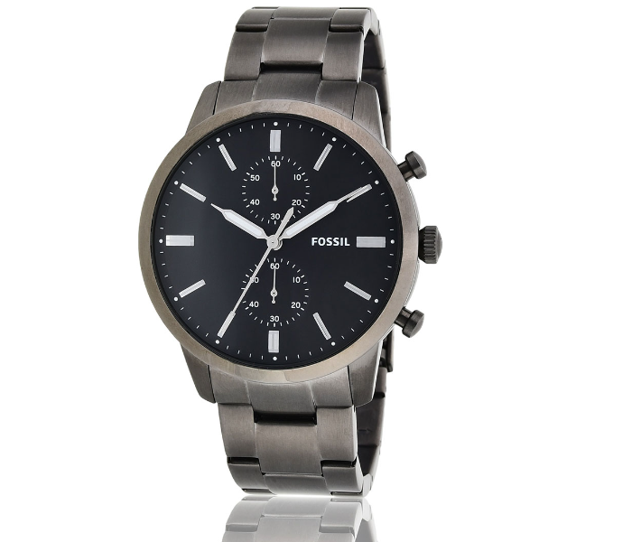 Fossil Townsman Chronograph Black Dial Silver Steel Strap Watch for Men - FS5349 Watches Fossil   