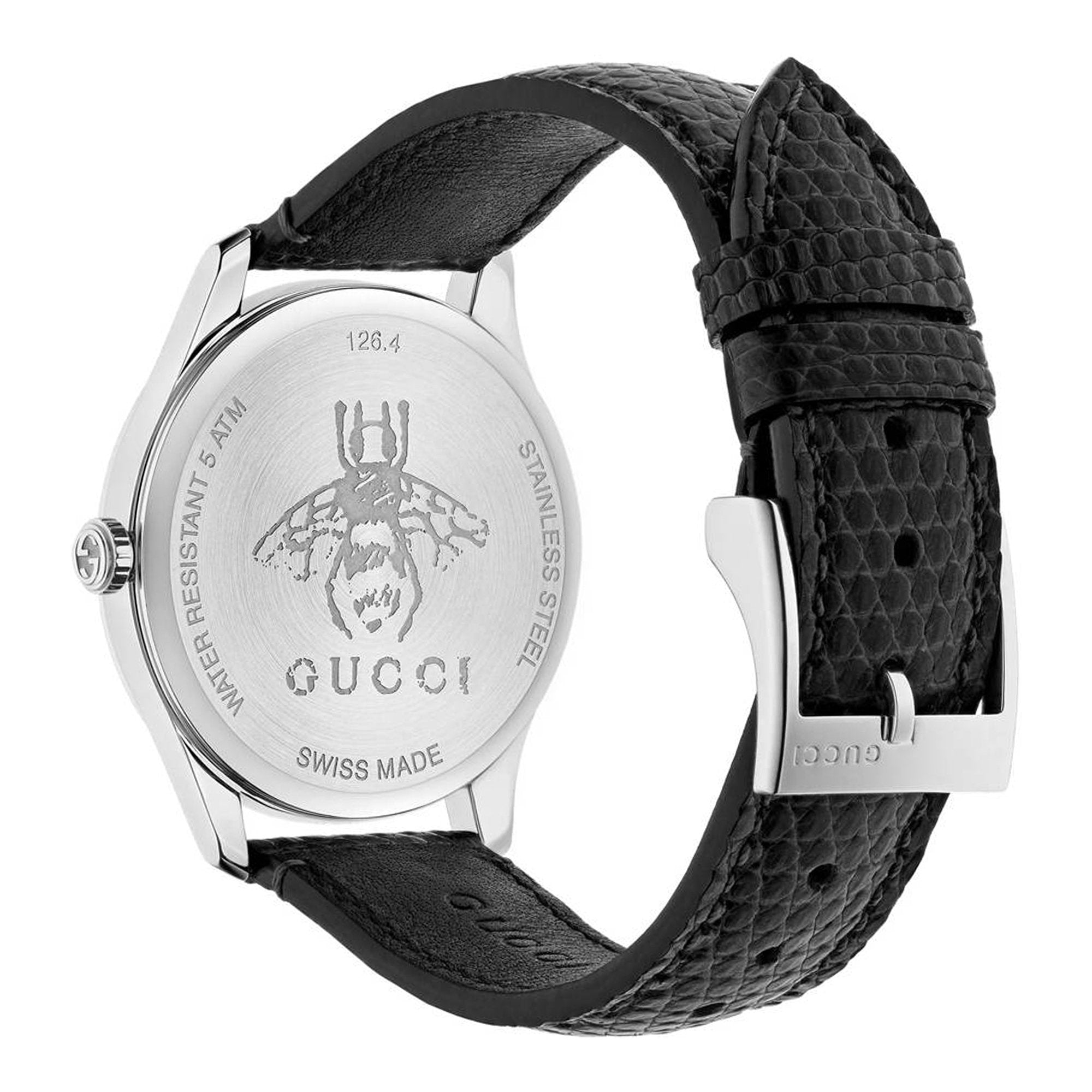 Gucci G-Timeless Moonphase Black Dial Black Leather Strap Watch For Men - YA1264045 Watches Gucci   