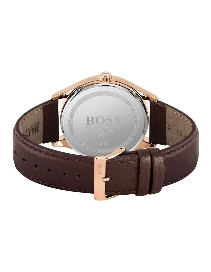 Hugo Boss Navigator Grey Dial Brown Leather Strap Watch for Men - 1513496 Watches Hugo Boss   