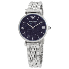 Emporio Armani Gianni T Bar Dark Blue Dial Silver Stainless Steel Watch For Women - AR11091 Watches Emporio Armani   