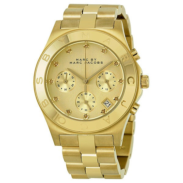 Marc Jacobs Blade Gold Dial Gold Stainless Steel Strap Watch for Women - MBM3101 Watches Marc Jacobs   